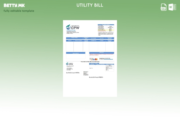 Модерен стил на САД CPW шаблон сметки за комунални услуги